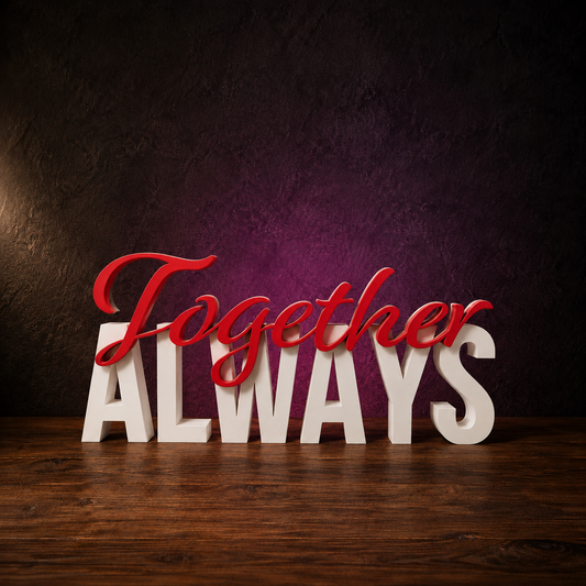Dekorativer Schriftzug Always Together in zweifarbiger Gestaltung von 3Dreamz
