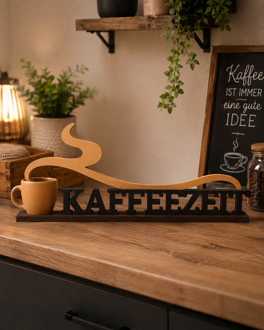 3D-Schriftzug Kaffeezeit für Küche und Kaffee-Ecke