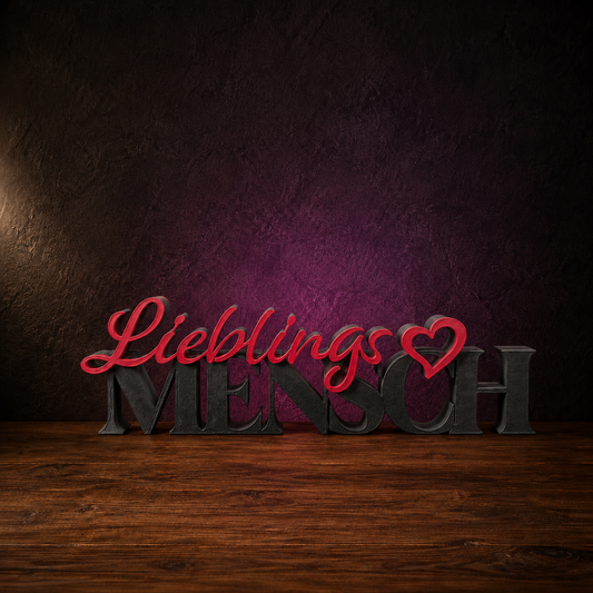Dekorativer Schriftzug Lieblingsmensch mit Herzdetails von 3Dreamz