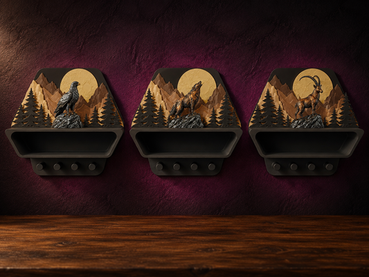 Wand-Shelf Alpine Wildlife mit Adler, Wolf und Steinbock