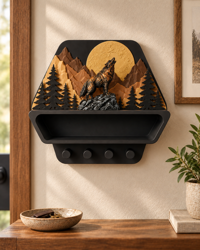Wand-Shelf Alpine Wildlife Wolf in natürlicher Wohnumgebung