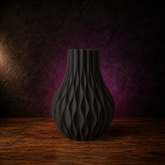 3D-gedruckte Vase WaveLine mit organischer Wellenform für Trockenblumen und Gräser